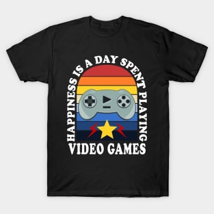 Happiness Is A Day Spent Playing Video Games Vintage T-Shirt